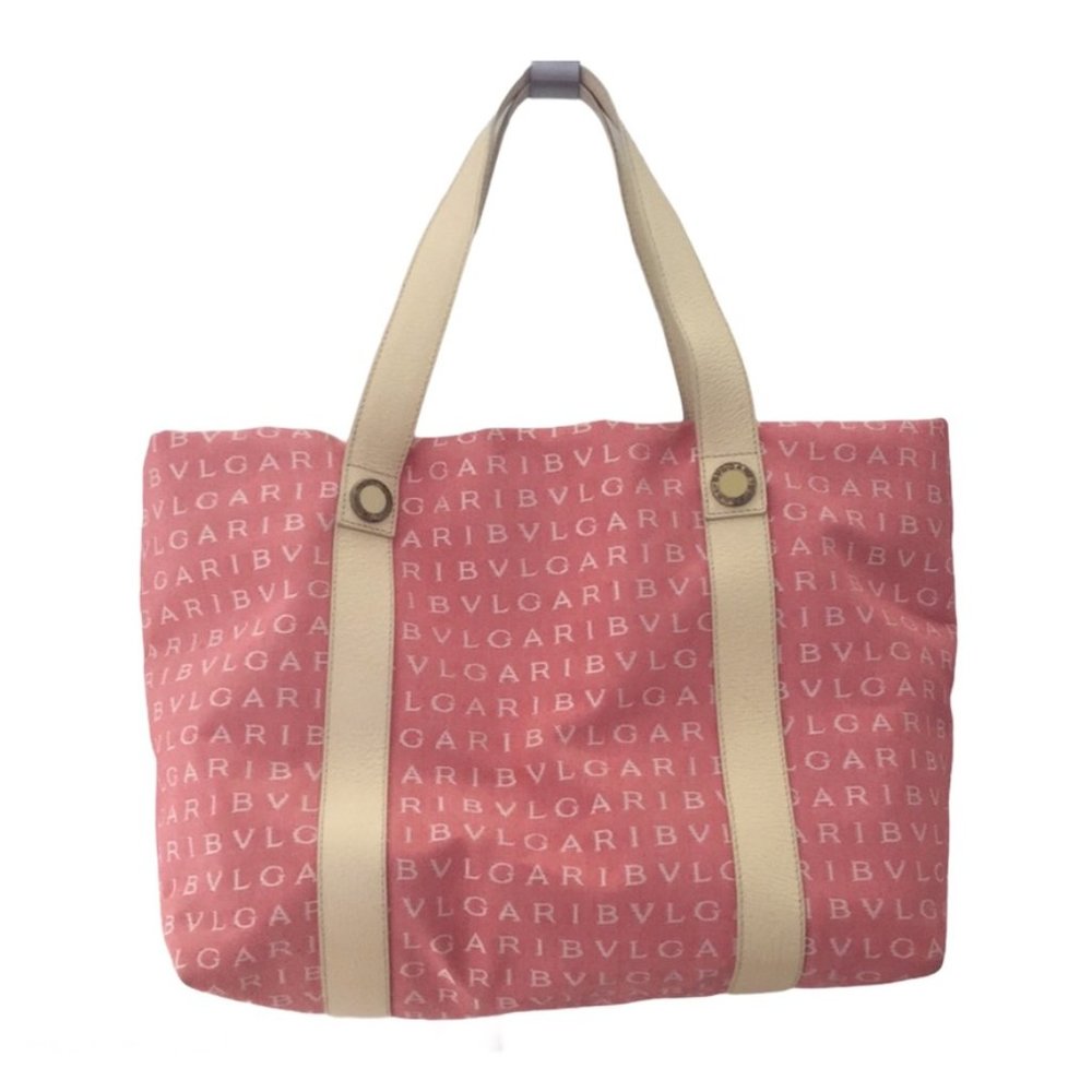 BVLGARI MAEREA Pink/Coral Leather Trim Satchel - Picture 3 of 13